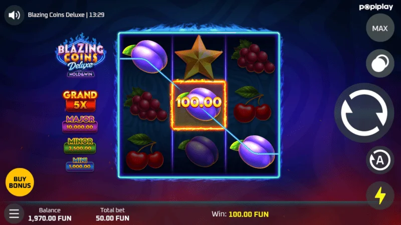 Blazing Coins Deluxe добивка во основна игра