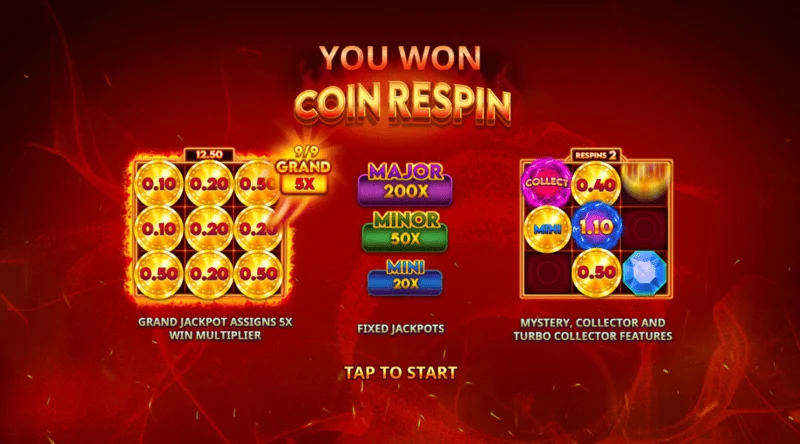 Blazing Coins Deluxe повторно вртење на паричка