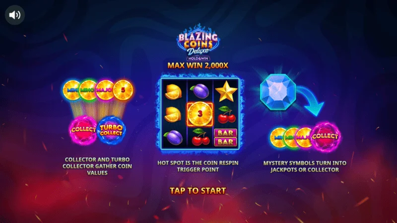 Blazing Coins Deluxe главно мени